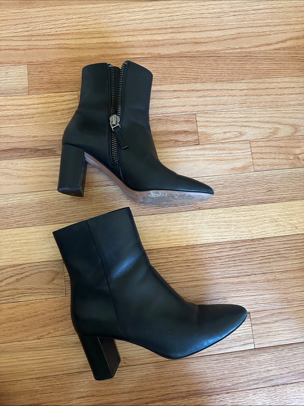 Banana Tall Leather Ankle Booties With Zippets - Picture 11 of 12